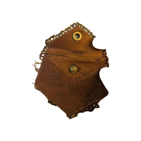 Antique Leather Beaded Pouch From Approximately The‎ 1900s - Picture 3 of 4